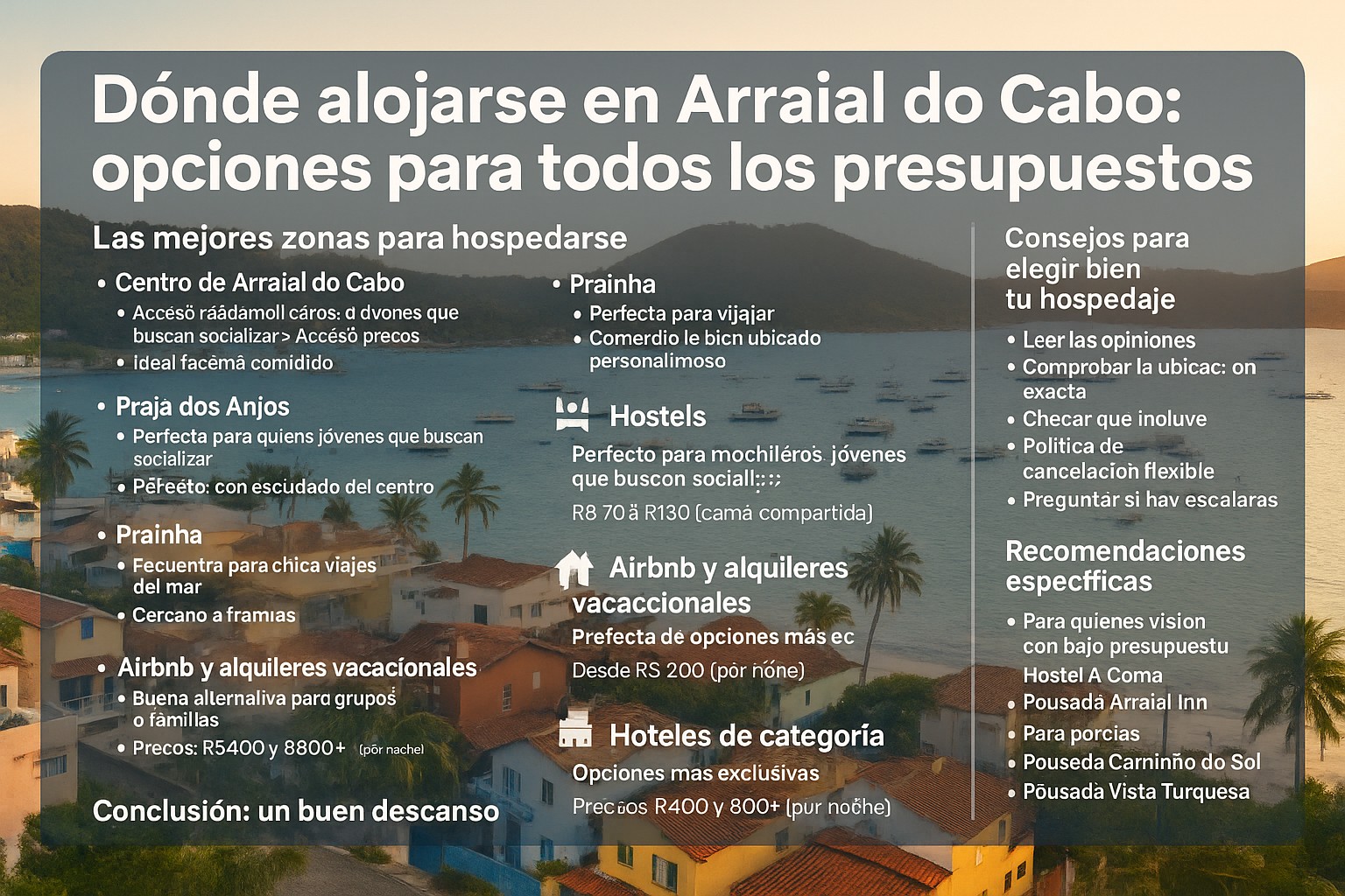 Dónde alojarse en Arraial do Cabo: opciones para todos los presupuestos